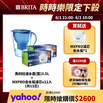 【BRITA官方】Marella 馬利拉濾水壺藍3.5L+MXPRO12入去水垢濾芯(共13芯)