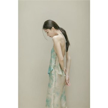 (免運)原創設計扎染掛脖綁帶花色真絲