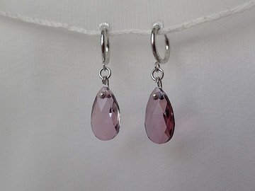 水滴, 施華洛世奇元素 & 耳夾 夾式 耳環 (一對)