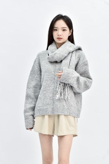(2XL) vivia type 灰色針織混紡毛衣