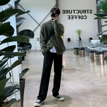 【巴黎精品】現貨+預購 針織外套長袖毛衣-高級感立領雙拉鍊男外套2色a1io38