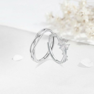 【開口可調】純銀戒指 四葉草戒指 荊棘戒指 輕奢戒指 女款戒指 食指戒 小眾設計 S999足銀 可調節大小 送禮自戴
