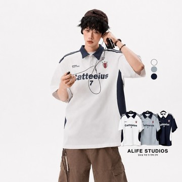 【ALIFE】現+預｜韓系 賽車風POLO衫 實拍 寬鬆 穿搭 短袖 Polo衫 賽車風 男女 高品質 短T #028C