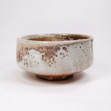 明芽窯 l 柴燒縮志野釉窯變茶碗 陶器 陶藝品 蒐藏品 H6