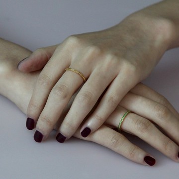 黃色藍寶石18K極細永恆線戒