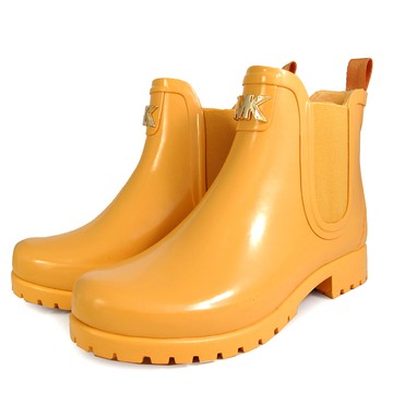 MICHEAL KORS SIDNEY 金字MK茉莉黃色切爾西橡膠雨靴