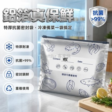 台灣出貨✨ 鋁箔保鮮袋 密封食品級冷凍袋 加厚拉鍊自封袋 抗菌冰箱收納袋 重複使用食物儲存袋 家用廚房保鮮袋