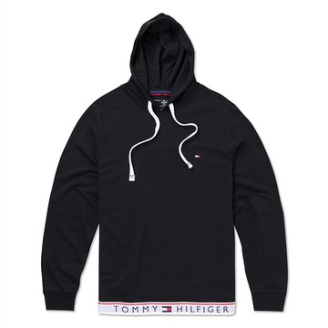 TOMMY 熱銷刺繡文字Logo連帽T恤-黑色