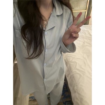 條紋睡衣女春秋季2024年新款長袖長褲休閑學生時尚網紅家居服套裝