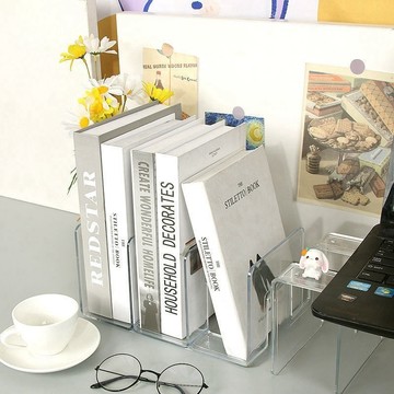 隔日到貨🔥書本收納 壓克力書架 收納書架 書架 書擋 透明書立架 文件收納盒 書擋架 透明書架 桌面收納架 桌面書立架