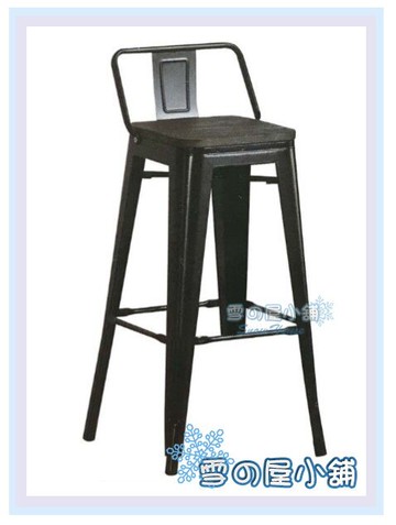 ╭☆雪之屋居家生活館☆╯ X709-12 工業風方背吧椅(鐵製)(黑色)(榆木面坐板)/造型椅/工業椅/會客椅/北歐風情