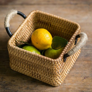 云窩 鐵藝藤編水果果籃茶點盤客廳家用 創意糖果收納筐裝水果果盤