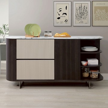 文創集 英格5.3尺雲紋石面二抽餐櫃-160x42x80cm免組