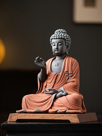 煉器中式陶瓷禪意大日如來擺件家居客廳玄關釋迦牟尼佛像裝飾擺設