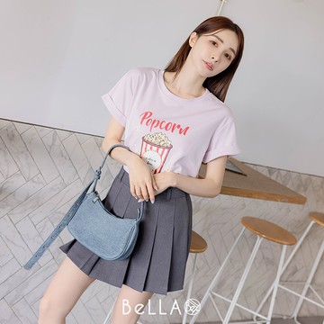 【1+1優惠】BeLLA 爆米花字母上衣 紫色