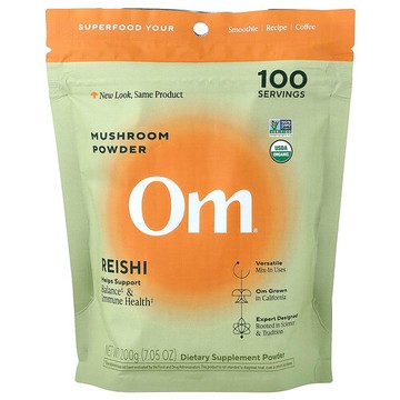 Om Mushrooms, 蘑菇粉，靈芝，7.05 盎司（200 克）