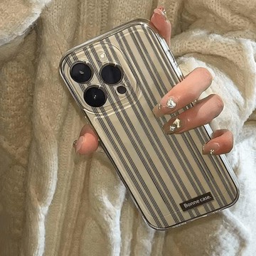 iphone17手機殼.整齊黑豎紋適用于蘋果17PRO手機殼iPhone16PRO小眾15軟殼14新款13