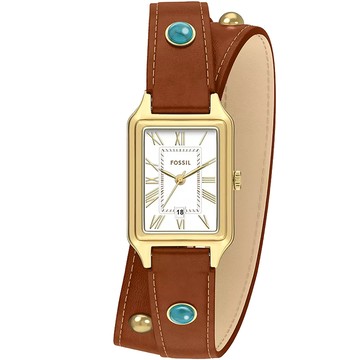 FOSSIL Raquel 復古方形松石雙圈女錶-23mm ES5418