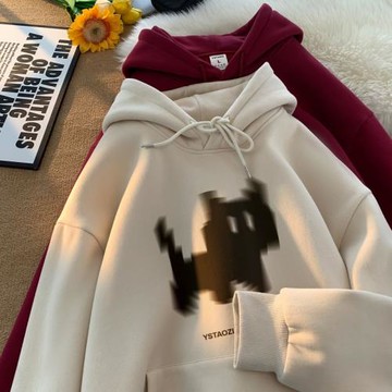 小貓連帽衛衣男春秋季美式硬挺重磅外套潮牌oversize復古秋裝衣服