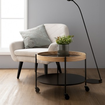 Mandy現代圓形可移動雙層咖啡桌 完美主義【L0047】