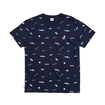 EDWIN Y2K 滿版印花布短袖T恤-男款 (丈青色) #上衣