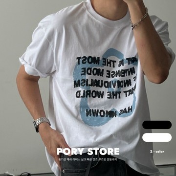 【PORY STORE】 韓國花朵字母純棉短T 舒適 百搭 實拍 寬鬆短Tee 男生短袖 上衣 短 袖