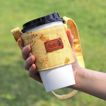 雙層隔熱環保飲料杯套(漂浮森林)起司黃/交換禮物/畢業季