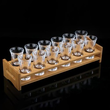 無鉛水晶玻璃白酒杯家用烈酒杯子彈杯架套裝一口杯ktv洋酒杯套裝