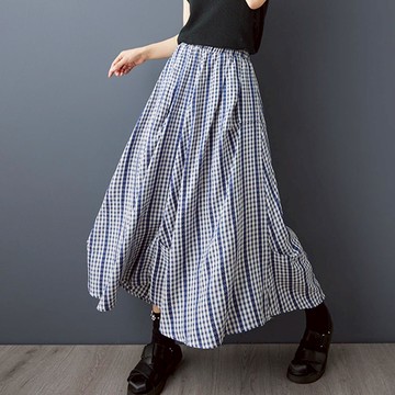 中大尺碼 長裙 百搭不規則格子半身裙【042376】JUL16｜2色 現貨+預購 19LADY