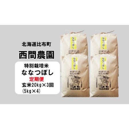 ふるさと納税 2023年産新米　西間農園　ななつぼし(特別栽培米)　みがき玄米　２０ｋｇ5125_SM 北海道比布町