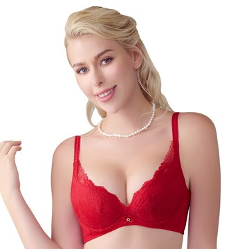 SWEAR 思薇爾 撩波 香雪蘭系列 B-E罩 蕾絲 集中 包覆 女內衣 (酡紅色)