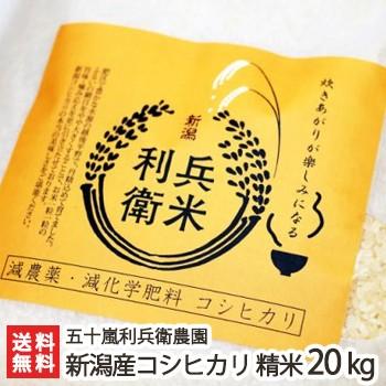 減農薬・減化学肥料 新潟産 炊きあがりが楽しみになるコシヒカリ 精米20kg（10kg×2） 五十嵐利兵衛農園 送料無料