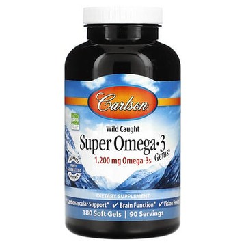 Carlson, 野外捕獲 Omega-3 Gems，1,200 毫克，180 粒軟凝膠（每粒軟凝膠 600 毫克）