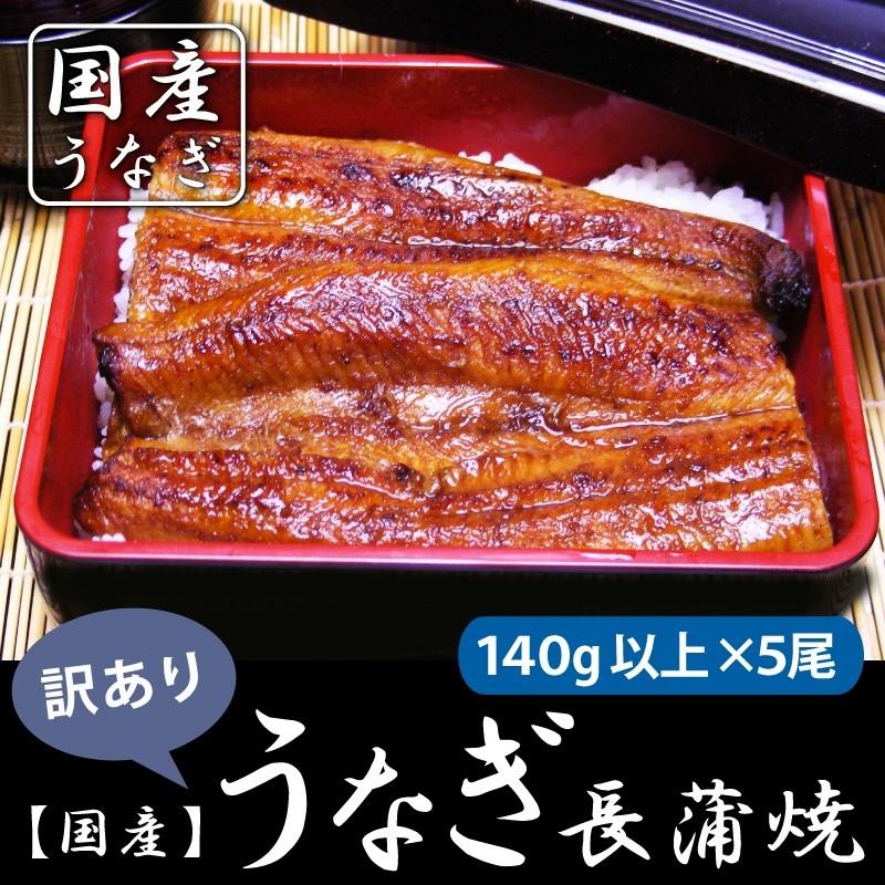 うなぎ 鰻 国産 うなぎ長蒲焼140ｇ以上×5尾　訳あり 鹿児島県  ご贈答に お中元