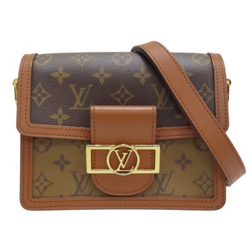 LOUIS VUITTON LV 路易威登 棕色 原花 Reverse帆布 Mini Dauphine 肩背包 M45959 【二手名牌BRAND OFF】