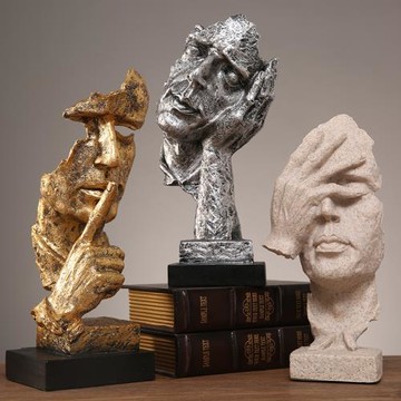 抽象藝術客廳輕奢擺件辦公室沉默是金雕塑酒柜玄關桌面家居裝飾品