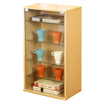 BuyJM 低甲醛附LED燈玻璃展示櫃 寬47.5 x 深30 x 高83cm  淺橡木色