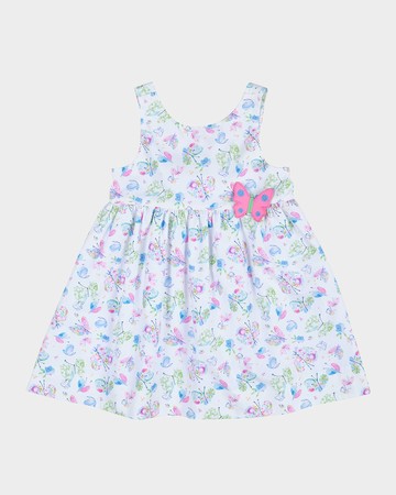 Girl's Butterfly-Print Dress W/ Applique, Size 2-4