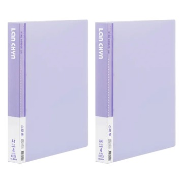 Lan CHYn 連勤牌文具 PE PP 果凍色系4孔1吋圓型活頁夾 2本 紫色 A4