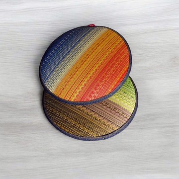 下殺1302 IKEHIKO日本池彥 【日式美學】丹寧藺草坐墊薄 Ø38cm/藺草椅墊/坐墊/日本製造 26Jan001