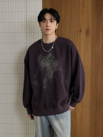 潮流煙霧文字排版大學T