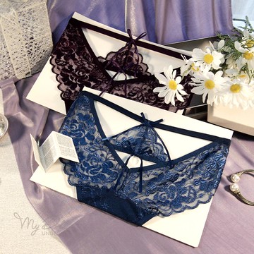 XS-M內褲【花漾琉璃】造型美臀三角褲 (黑x深藍x玫粉x紅色) MyDoll