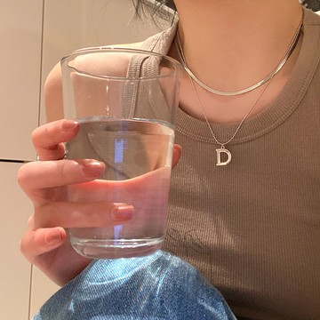 台灣現貨 輕奢 鎖骨 雙層字母 項鍊 吊墜 頸鍊 長項鍊 短項鍊 造型項鍊 項鏈 項錬女 正韓 閨蜜項錬 生日禮物 飾品