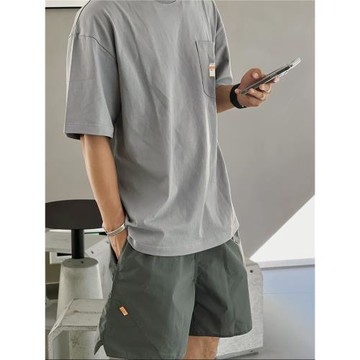 日潮夏季余文樂同款休閑寬松速干四五分褲男戶外工裝沙灘不過膝褲