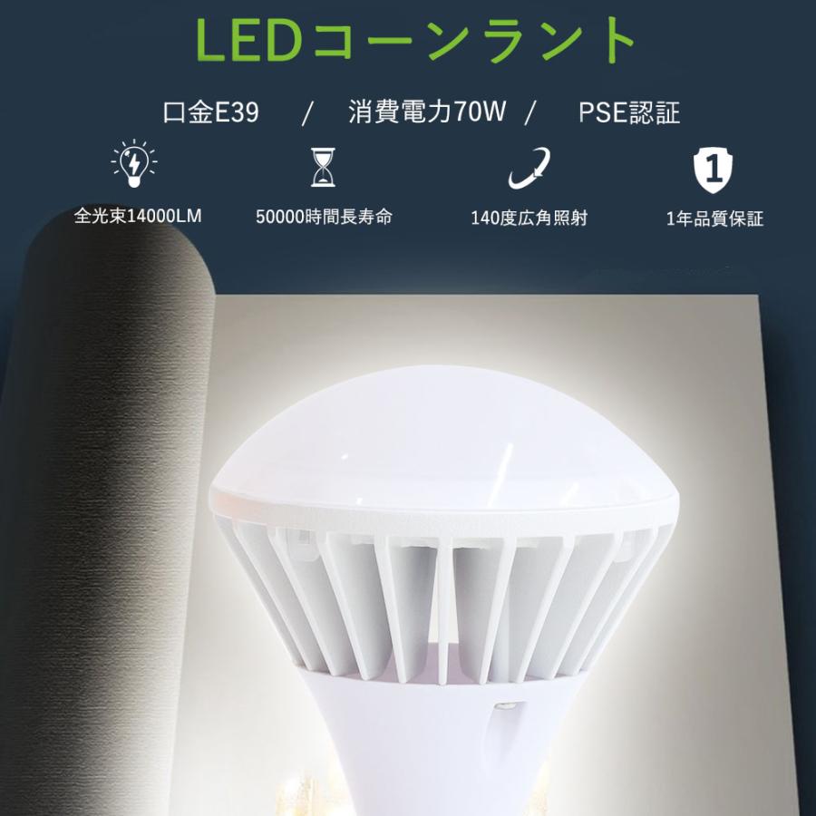 LED電球 バラストレス水銀灯形 E39 70W 電球色 昼白色 ビームテック 屋外照明 ワークライト 作業灯 投光器 スポットライト 看板灯  バラストレス水銀灯代替 電球 通販 LINEポイント最大0.5%GET LINEショッピング