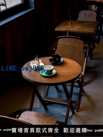 【台灣公司】美式折疊圓桌子實木方桌客廳陽臺家用餐桌咖啡桌椅小戶型茶幾邊幾