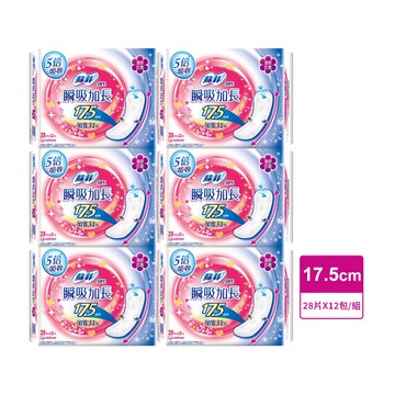 SOFY蘇菲瞬吸加長17.5CM超薄護墊清新花香28片2包x6入(包裝隨機出貨)