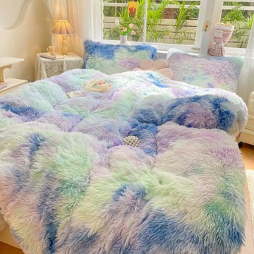 新款高克重水貂絨毛毯牛奶絨親膚保暖多功能長毛絨被套蓋毯兩用毯