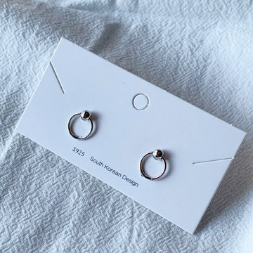 【S.One】 S925銀針 簡約小圈金屬豆豆耳環 低調風
