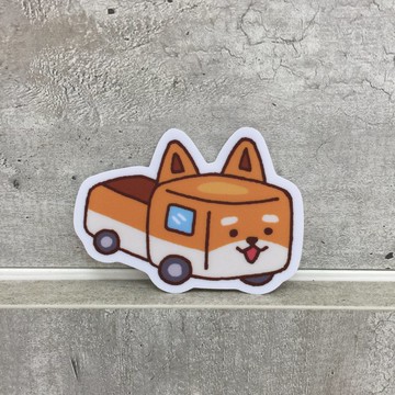 柴犬貨車小防水貼紙 SS0084